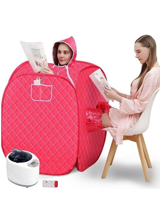 Personal home steam sauna tent Sauna Private Room, portable Folding home spa steam sauna set, 2L Steam Pot Carrying Bag with remote control and temperature adjustment, Red