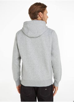 TOMMY JEANS Men's Fleece Flag Patch Hoody Sweatshirt, Grey  - Image 3