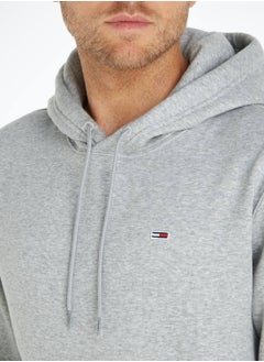 TOMMY JEANS Men's Fleece Flag Patch Hoody Sweatshirt, Grey  - Image 5