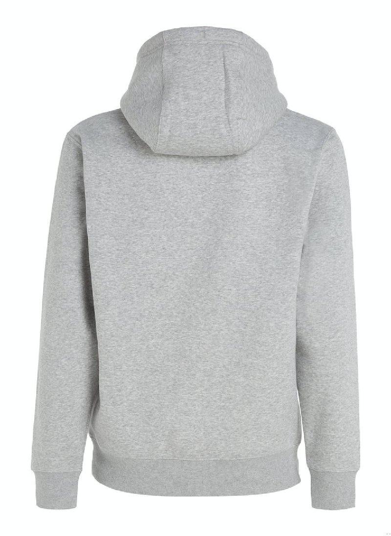 TOMMY JEANS - Men's Fleece Flag Patch Hoody Sweatshirt, Grey - Image 1