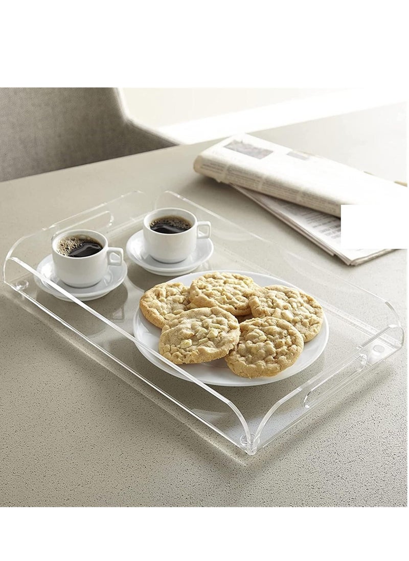 Elegant Clear Acrylic Serving Tray with Handles, Ideal for Appetizers and Desserts, 18*15*3 cm