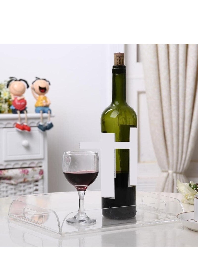 Elegant Clear Acrylic Serving Tray with Handles, Ideal for Appetizers and Desserts, 18*15*3 cm