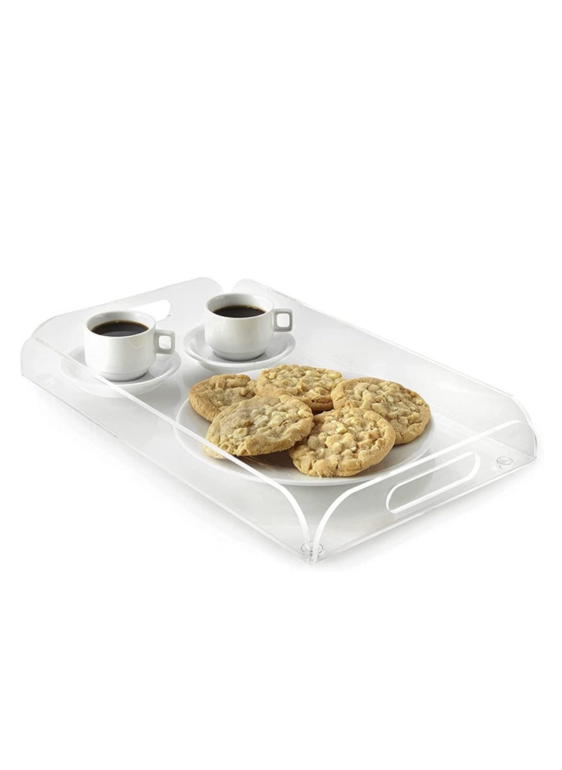 Elegant Clear Acrylic Serving Tray with Handles, Ideal for Appetizers and Desserts, 18*15*3 cm