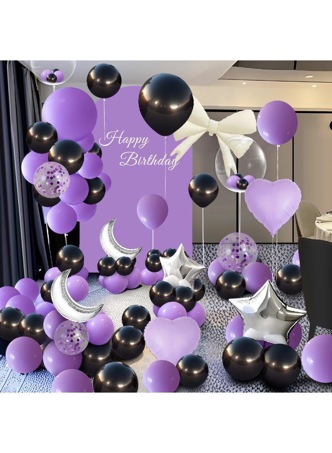 55 قطعة بالون زخرفي من اللاتكس الأسود الأرجواني - Image 1