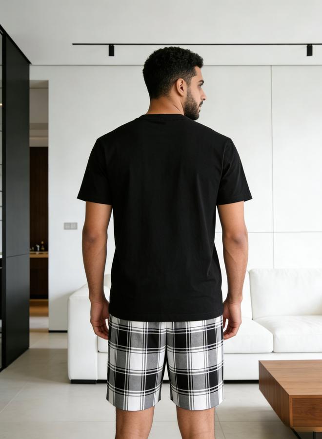 تايك تو مجموعة من شورت كاروهات وتيشيرت بياقة دائرية للرجال - Image 2