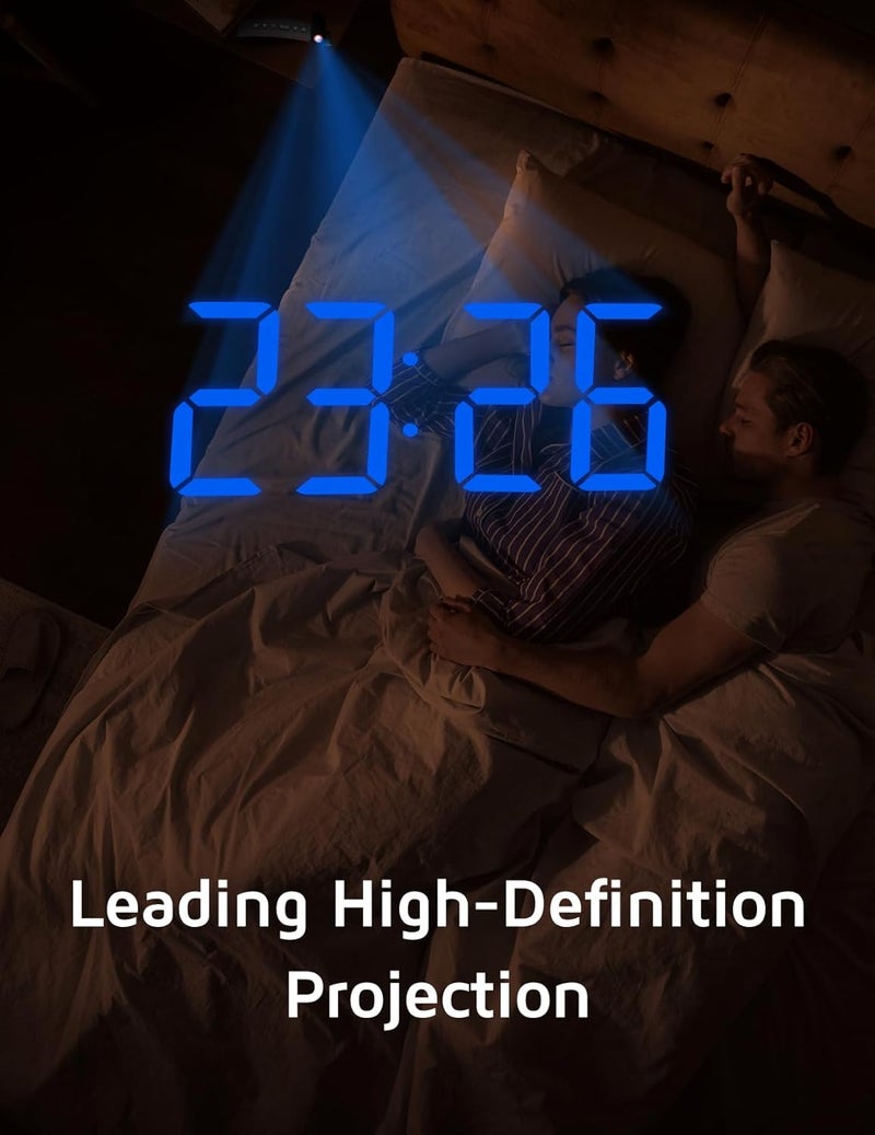 GOLOZA Projection Alarm Clocks Bedside, Digital Clock with 180° Projector, 3-Level Brightness Dimmer, LED Display, USB Charger, Progressive Volume, 9mins Snooze, Digital Alarm Clock for Bedroom - Image 2