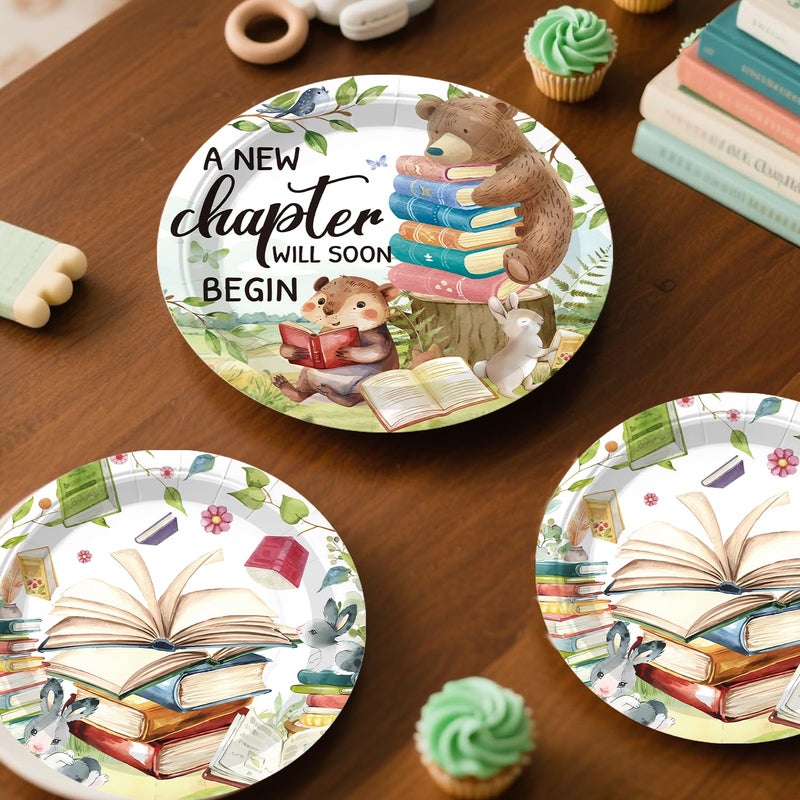 Yingoto 193pcs Storybook Baby Shower Decorations Tableware Set, for 25 Guests, Story Book Baby Shower Decorations, for Book Themed Party, includes banner, plates, napkins, tablecloths - Image 5