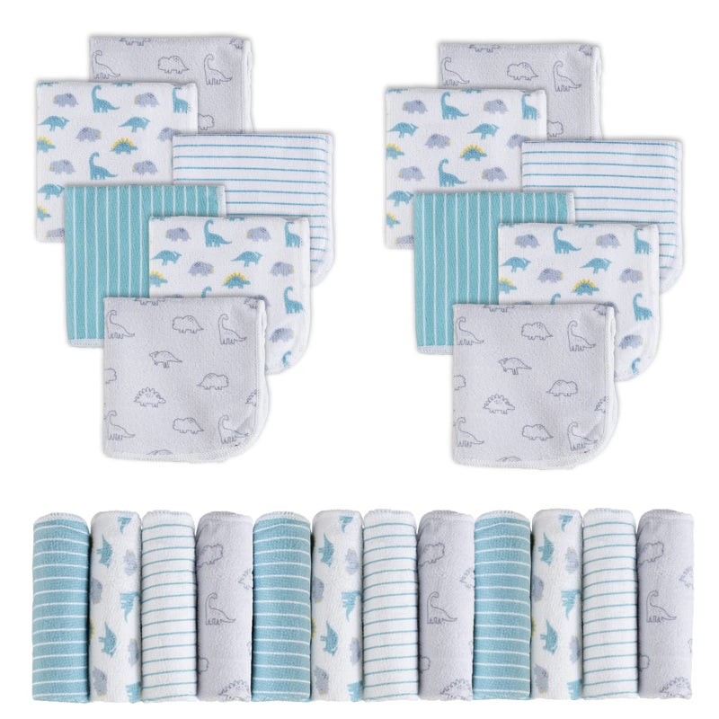 Viviland Baby Washcloths, 24Pack Baby Wash Cloths for Newborn, Baby Towels and Infant Bath Face Washcloths for Boys Girls Super Soft Absorbent, Gentle on Sensitive Skin Body, 9x9 Dinosaur - Image 1