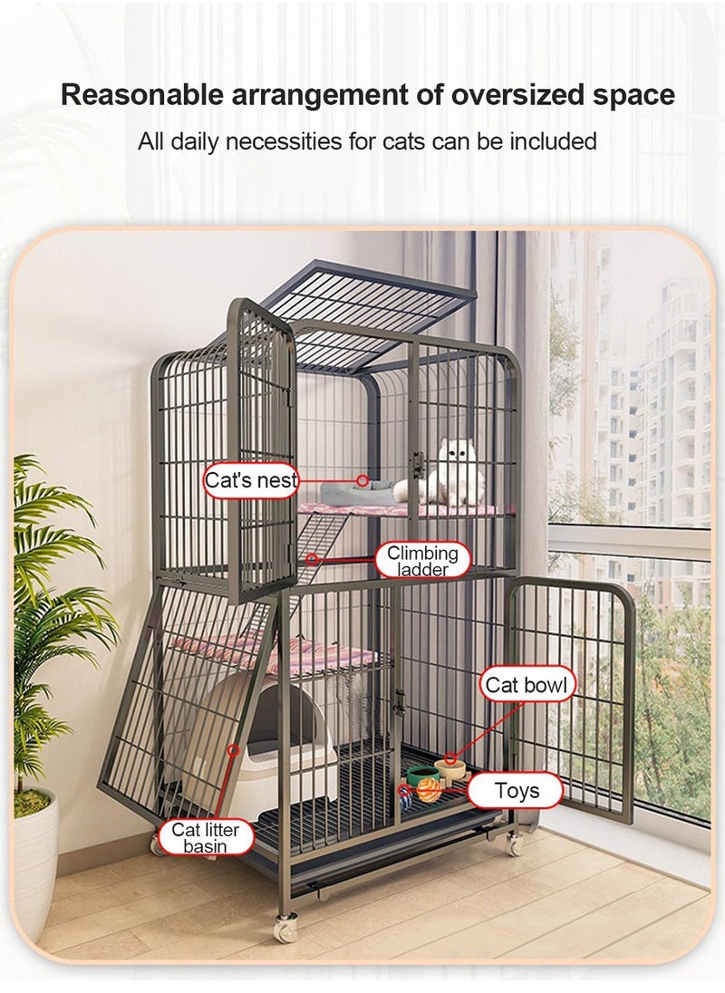 MaBaby Cat Cage Household Interior Enlarges Free Space Cat Villa Cat House Cat House  - Image 2