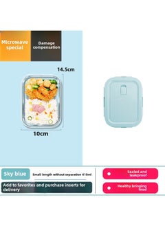 Custom Processing High Borosilicate Glass Lunch Box Three-piece Set Student Office Workers With Rice Bowl Microwave Oven Special Fresh-keeping Bowl-Specifications:Small Long Fresh Bowl 410ml-Color:Pink