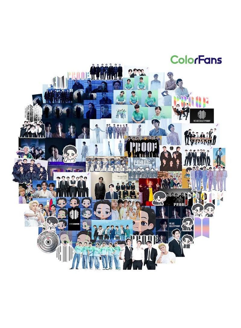 Color Fans 100 قطعة من ملصقات BTS المقاومة للماء والكمبيوتر المحمول ولوحة التزلج والأمتعة وزجاجة مياه وملصقات جرافيتي رائعة للأطفال والمراهقين والبنات والبالغين - Image 1