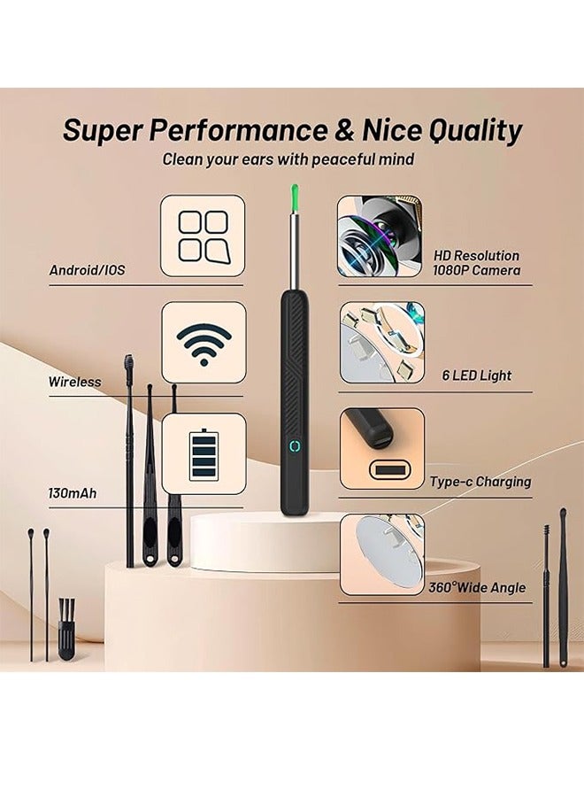 Generic Ear Wax Removal Tool - Wireless Ear Cleaner Kit With 1080 Hd Camera And Storage Case, Rechargeable Earwax Remover With 12 Ear Picks, Ear Wax Removal Kit With 8 Replacement Tips (Black)  - Image 3