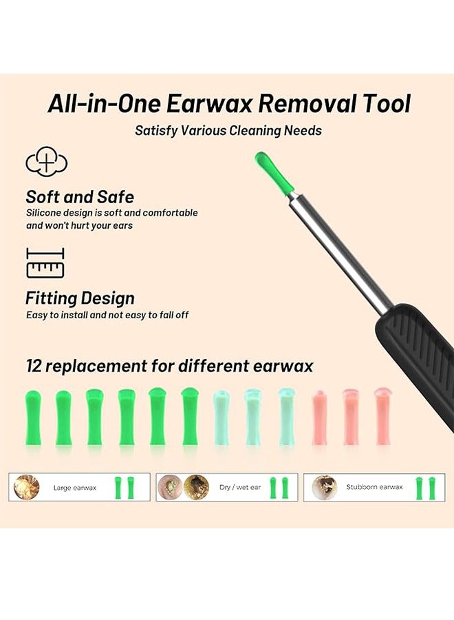 Generic Ear Wax Removal Tool - Wireless Ear Cleaner Kit With 1080 Hd Camera And Storage Case, Rechargeable Earwax Remover With 12 Ear Picks, Ear Wax Removal Kit With 8 Replacement Tips (Black)  - Image 5