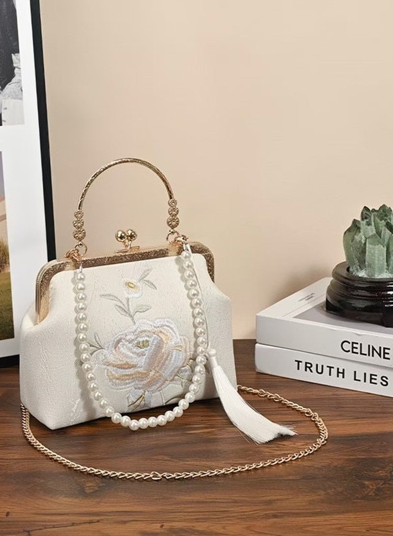 Women's noble embroidered handbag, retro embroidered flowers have a high-end feel, small size and large capacity, easy to carry, suitable for any occasion, outings or evening parties, can be given as a gift to female friends  - Image 1