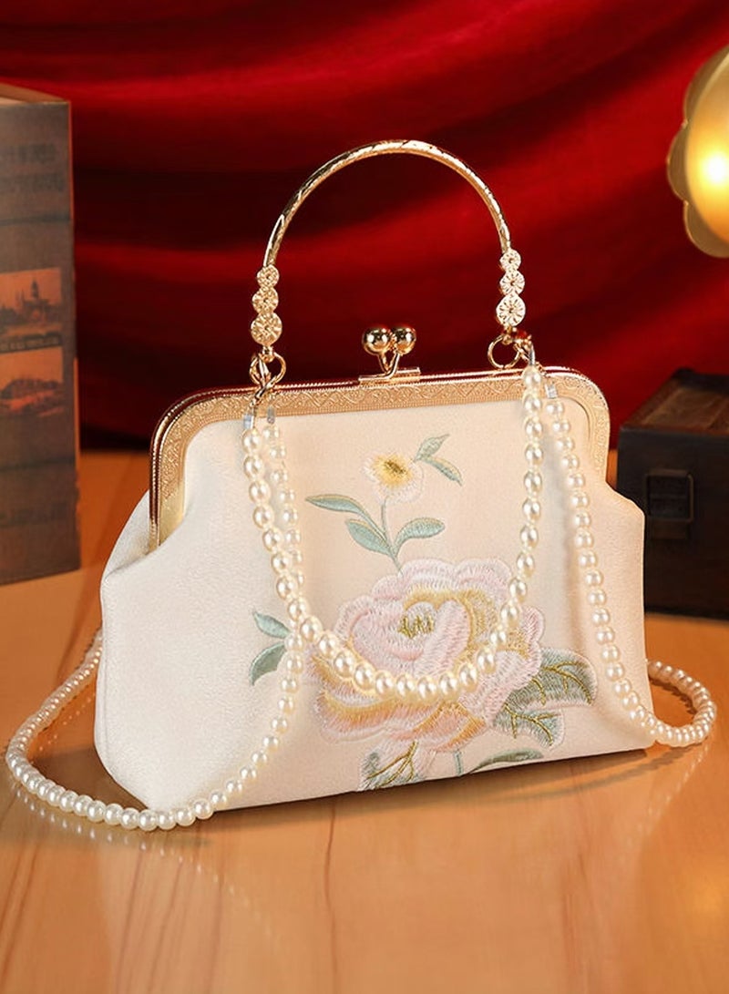 Women's noble embroidered handbag, retro embroidered flowers have a high-end feel, small size and large capacity, easy to carry, suitable for any occasion, outings or evening parties, can be given as a gift to female friends  - Image 4