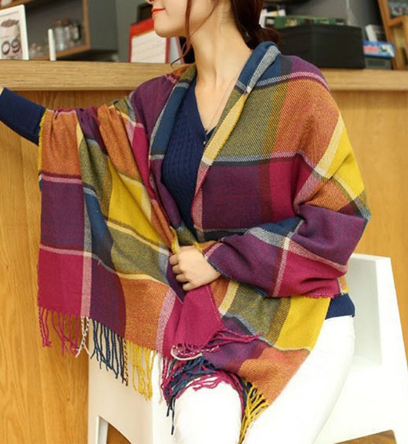 Wander Agio Womens Scarves Warm Long Gird Shawl Wraps Wool Spinning Large Scarf Colours - Image 4
