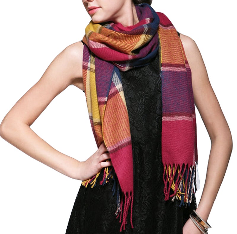 Wander Agio Womens Scarves Warm Long Gird Shawl Wraps Wool Spinning Large Scarf Colours - Image 2