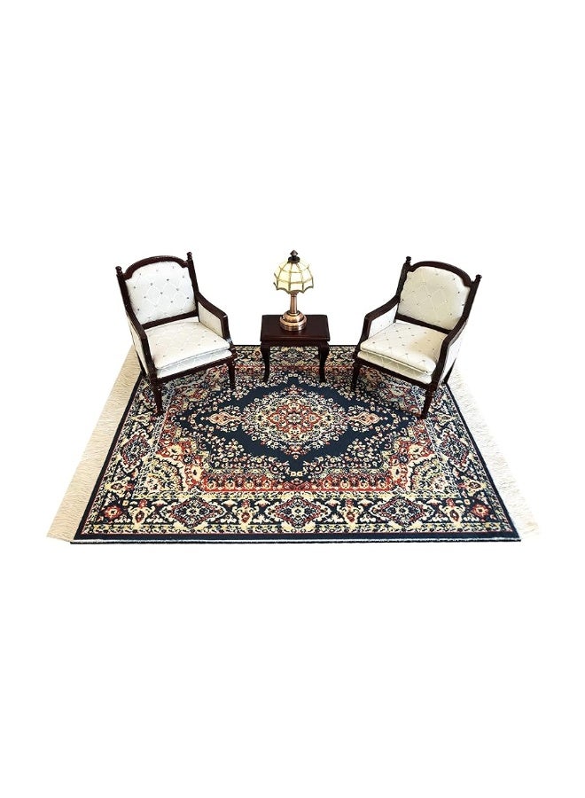 Inusitus Navy Dollhouse Rug, Miniature Doll House Accessory, Carpet for 3â€ to 12â€ Dolls, 10 x 7, Rectangle, Toy Carpeting Decor - Image 1