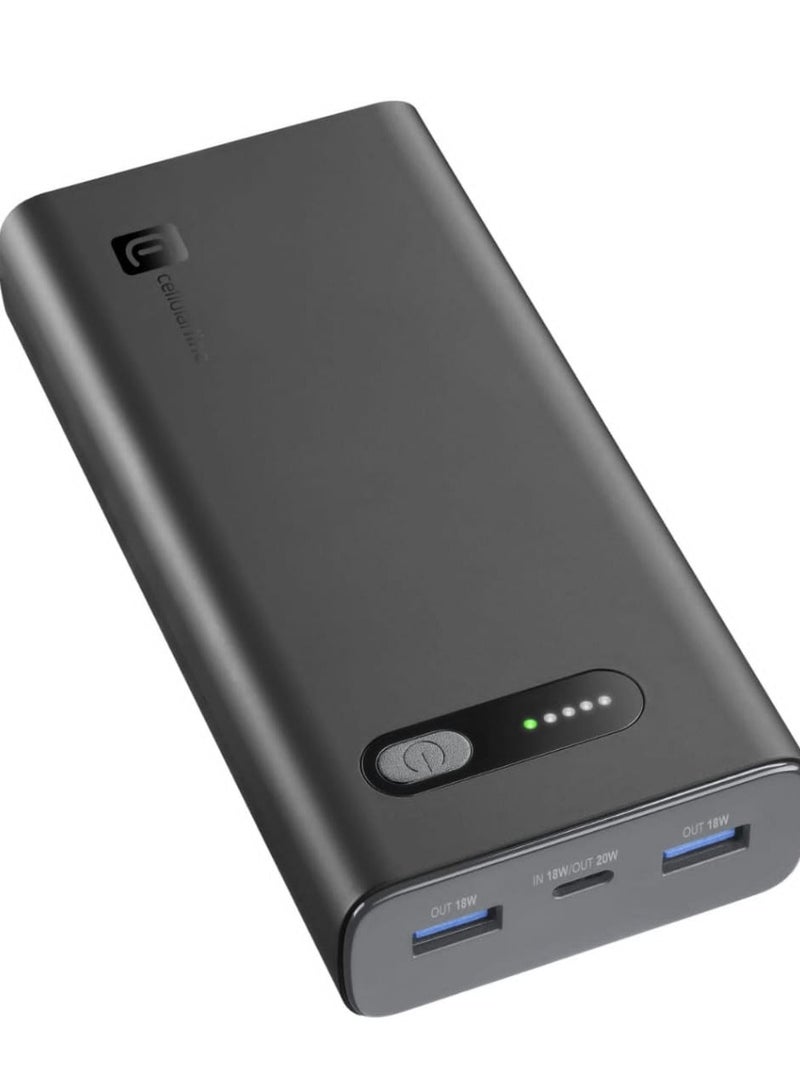 سيلولار لاين يتمتع بنك الطاقة CELLULARLINE هذا بسعة بطارية مذهلة تبلغ 20000 مللي أمبير في الساعة، مما يضمن شحنات متعددة لهاتفك الذكي والأجهزة الأخرى. - Image 3