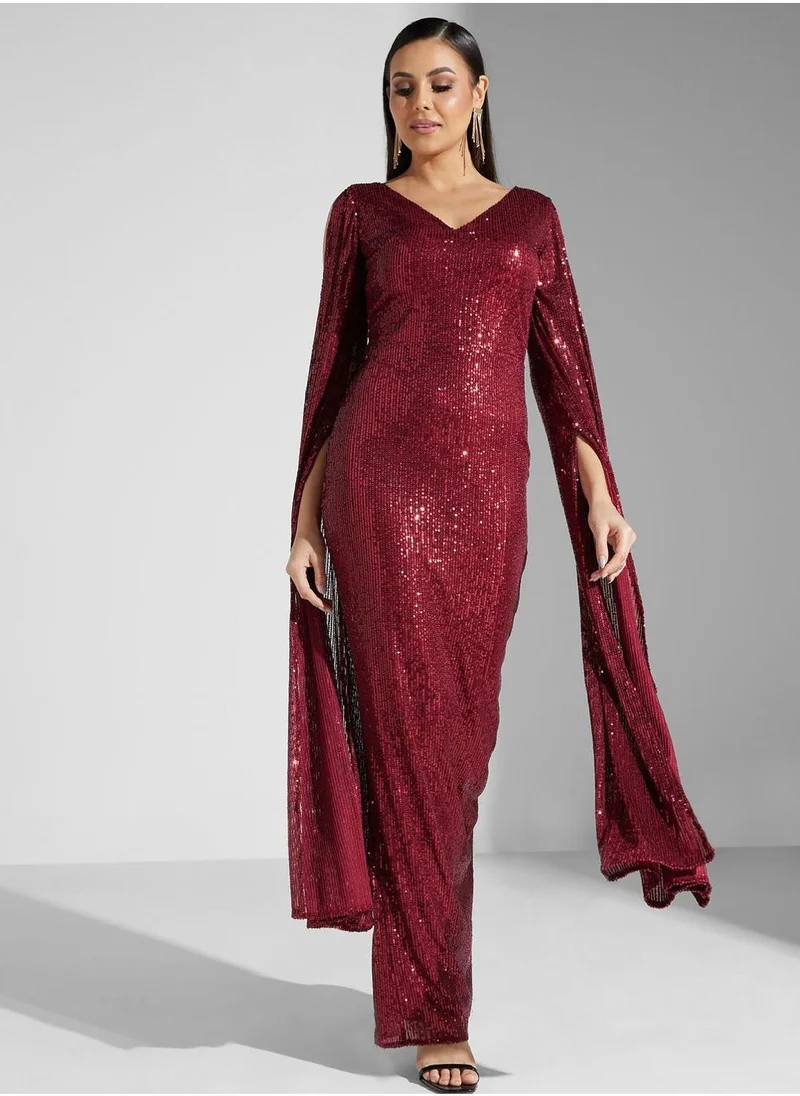 Akadia Fashion Sequin Overlay Dress