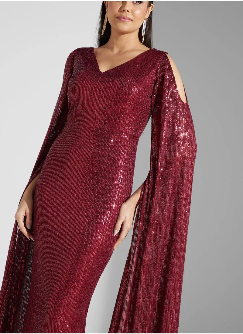Akadia Fashion Sequin Overlay Dress