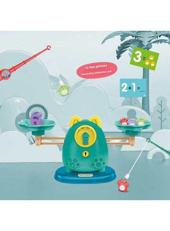 Children's Cute Animal Balance Toys Cute Weights Digital Graphics Cognitive Cards Parent-child Interactive Toys Wholesale-Color:Green - Image 1