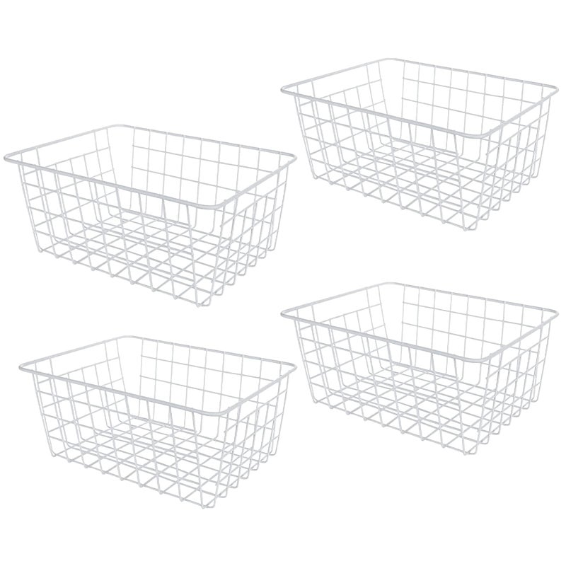 LISHINE 4 Pack Deep Freezer Organizer Bins Stackable Wire Basket for Organizing Metal Wire Storage Baskets for Pantry Freezer Baskets for Chest Freezer Upright Freezer