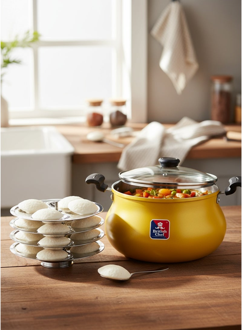 British Chef Stainless Steel Multi Pot with Idli Plates, Multi utility and Multi usage, 4 shapes idli plates, Triangular, Square, Heart and Flower - 5 Litres - Image 5