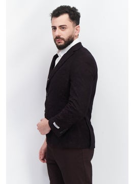 Alfani Men Slim Fit Jacquard Blazer, Dark Maroon  - Image 4