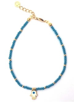 Alwan Long Size Crystal Anklet with an Evil Eye in the Center of a Hamsa  - Image 2
