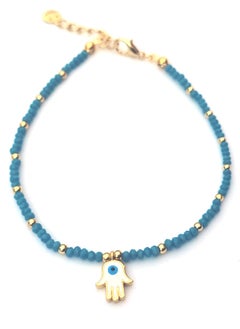Alwan Long Size Crystal Anklet with an Evil Eye in the Center of a Hamsa  - Image 1