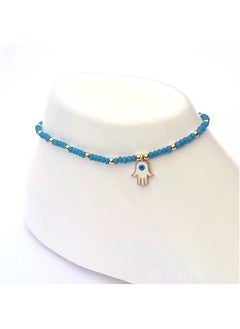 Alwan Long Size Crystal Anklet with an Evil Eye in the Center of a Hamsa  - Image 3