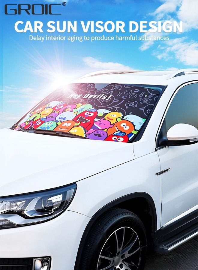 GROIC Car Windshield Sun Shade Blocks UV Rays Sun Visor Protector Accordion Folding Auto Sunshade for Car,Front Window Sun Shade Visor Shield Cover,Auto Parts  - Image 2
