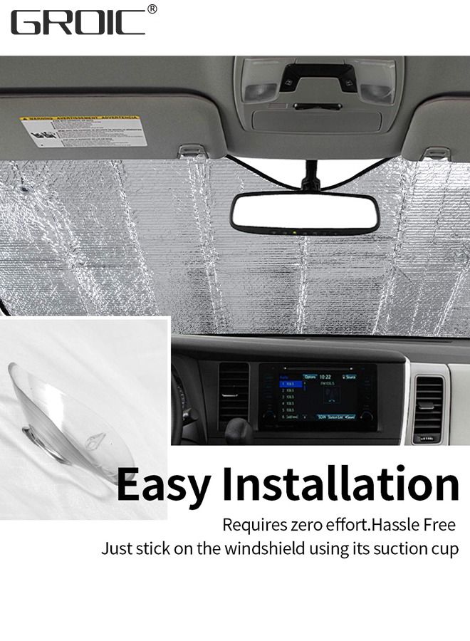 GROIC Car Windshield Sun Shade Blocks UV Rays Sun Visor Protector Accordion Folding Auto Sunshade for Car,Front Window Sun Shade Visor Shield Cover,Auto Parts  - Image 3
