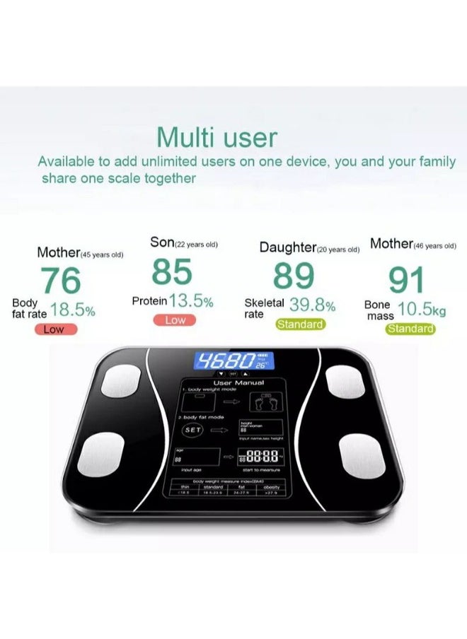 Generic - Discover the convenience of the Smart Bluetooth Scale, designed to measure weight and body fat percentage with precision. This advanced scale syncs with your smartphone via Bluetooth to track your health progress effortlessly. Its sleek design and easy-to-use app make it the perfect companion for achieving your fitness goals. - Image 1