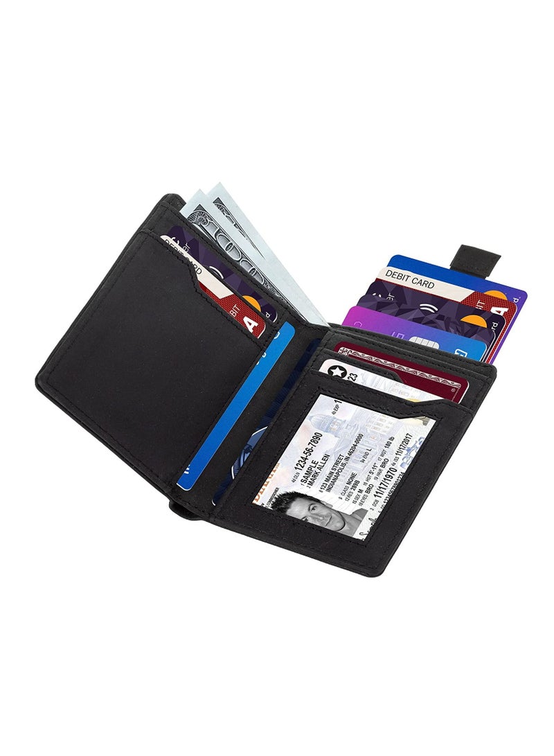 SKENZBI RFID  Leather Minimalist Bifold Wallet For Men Black - Image 2