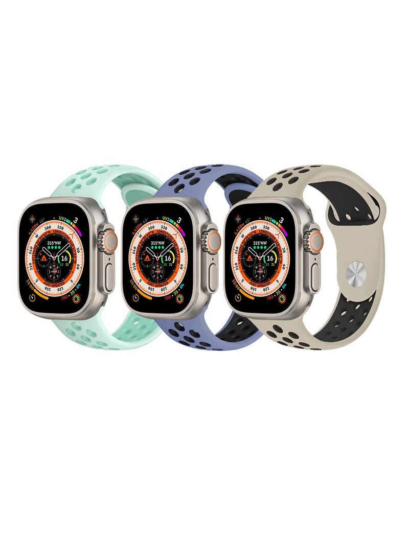 CATANES - 3 Pack For Apple Watch 49mm 45mm 44mm 42mm Silicone Sport Band Nike Strap Compatible With iWatch Series Ultra/8/7/SE/6/5/4/3/2/1 - Image 1