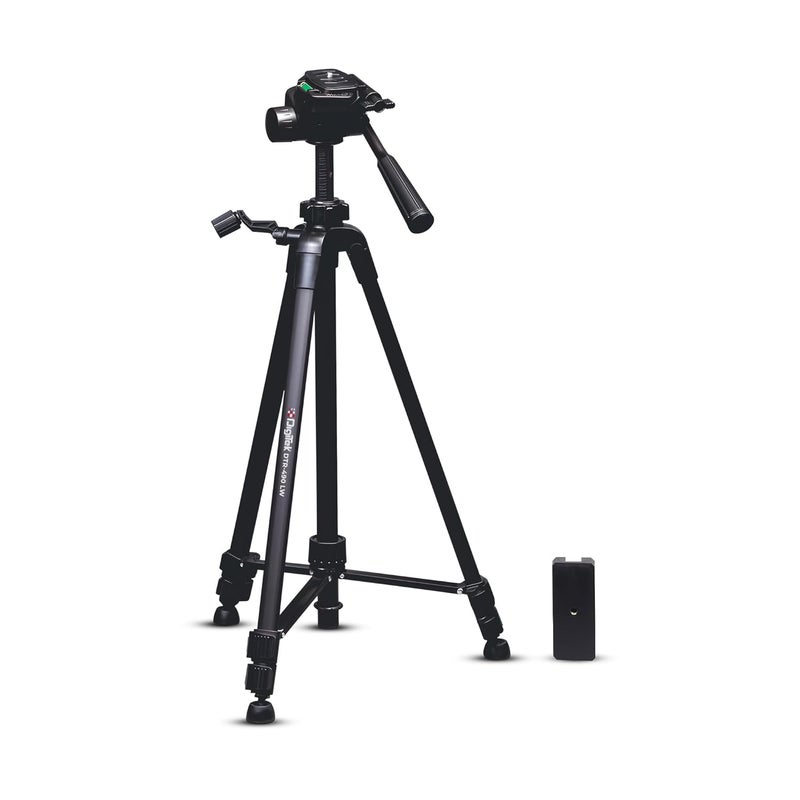 Digitek (DTR-490 LW) Foldable Tripod Stand with Smartphone Holder, Pan Head & Quick Release Plate, 4.92ft Max Height, 4kg Load, Rubberised Legs, 3-Section Adjustable for DSLR & Smartphones - Image 1