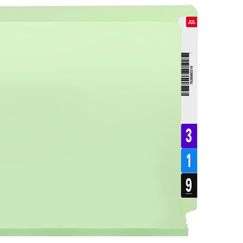 Smead End Tab Pressboard Fastener File Folder with SafeSHIELD Fasteners, 2 Fasteners, 1" Expansion, Letter Size, Gray/Green, 25 per Box (34705) - Image 3