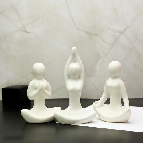 AABCO Ceramic Showpiece for Home Decor Showpiece, Posture Figure for Home Shelves Decorative Item (Yoga Lady), 5 cm , 10 cm, White - Image 1