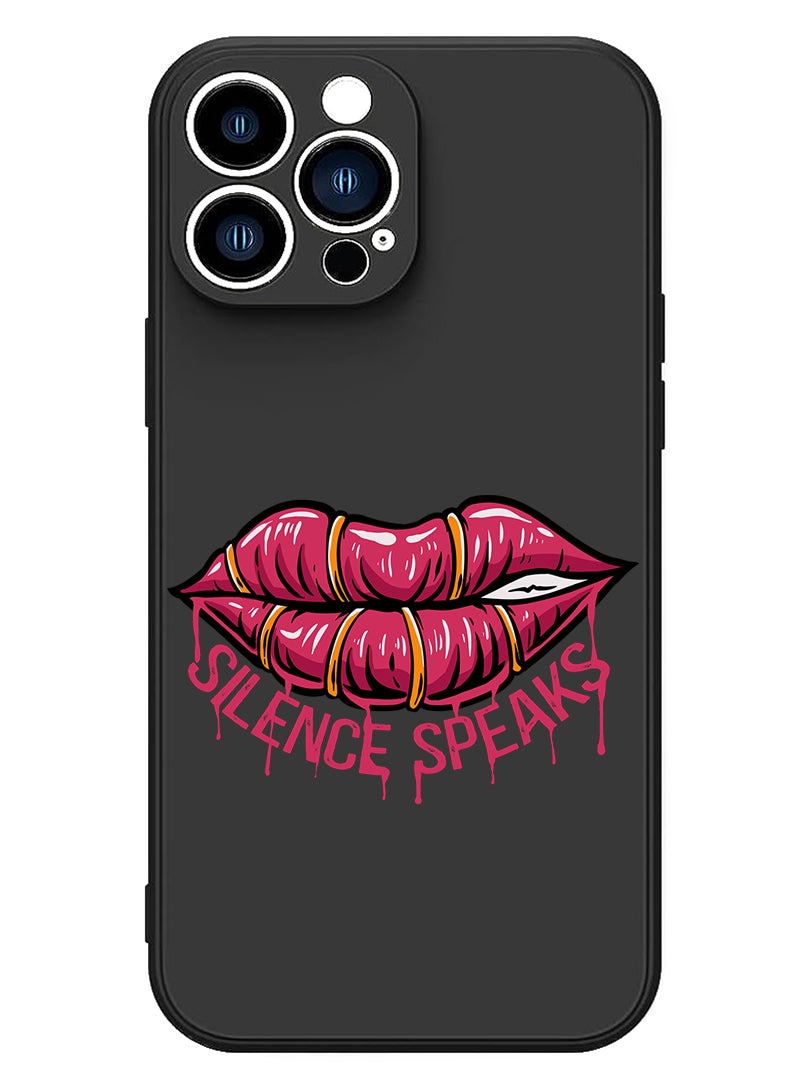 Theodor Protective Slim Fit Case Liquid Silicone Cover with Full Body Protection Anti-Scratch Shockproof Case For iPhone 15 Pro Black - Silence Speaks - Image 1
