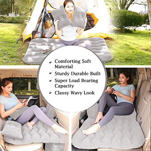 Pivalo A2 Multifunctional Inflatable Car Bed Mattress Universal Car Back Seat for Baby Travel Air Inflation with Two Air PillPivaloows, Car Air Pump and Repair Kit (Grey) - Image 4