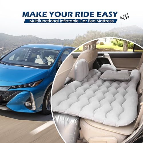 Pivalo A2 Multifunctional Inflatable Car Bed Mattress Universal Car Back Seat for Baby Travel Air Inflation with Two Air PillPivaloows, Car Air Pump and Repair Kit (Grey) - Image 5
