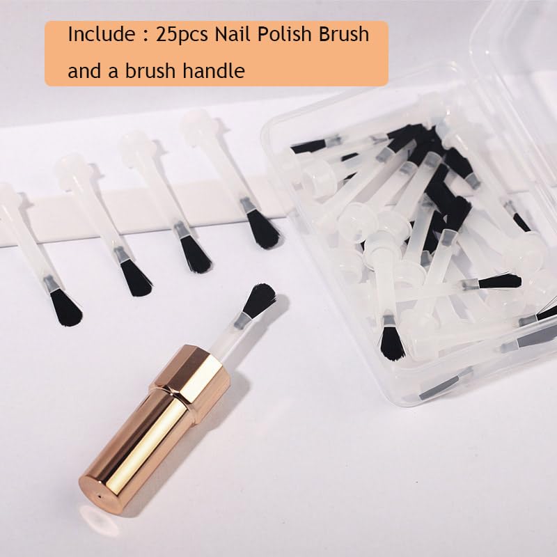 KACHIMOO Replacement Nail Polish Brush Kit Disposable Nail Art Brush Set With Handle Dip Powder Liquid Replacement Brushes Soft Bristles Nail Brushes,25pcs/Box - Image 3