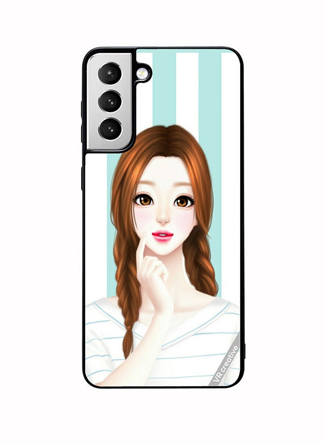 VR CREATIVE Protective Case Cover For Samsung Galaxy S22 Plus 5G Thinking Girl Design Multicolour - Image 1