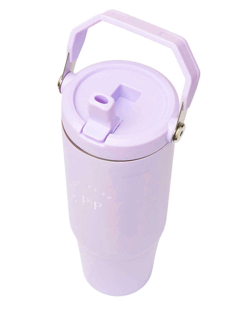 Prickly Pear Stainless Steel 30 Oz Hydrator Water Bottle 2.0 - Top Handle Lilac Logo - Image 4