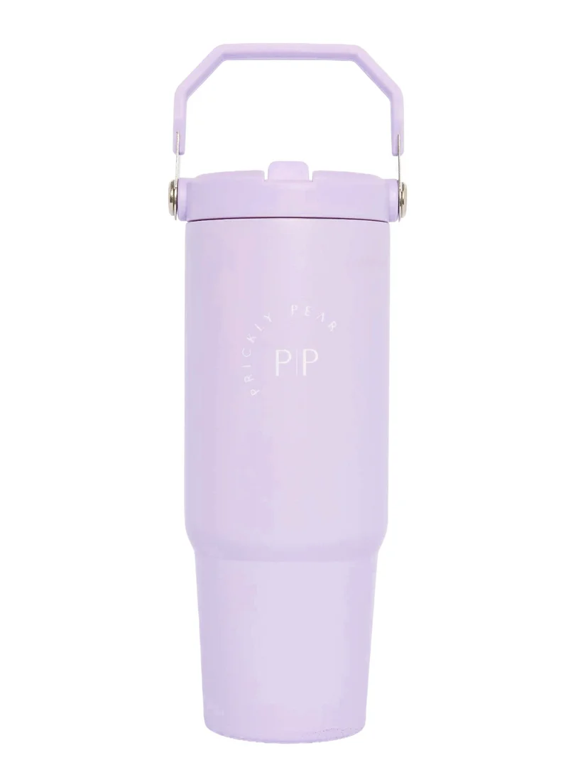 Prickly Pear Stainless Steel 30 Oz Hydrator Water Bottle 2.0 - Top Handle Lilac Logo