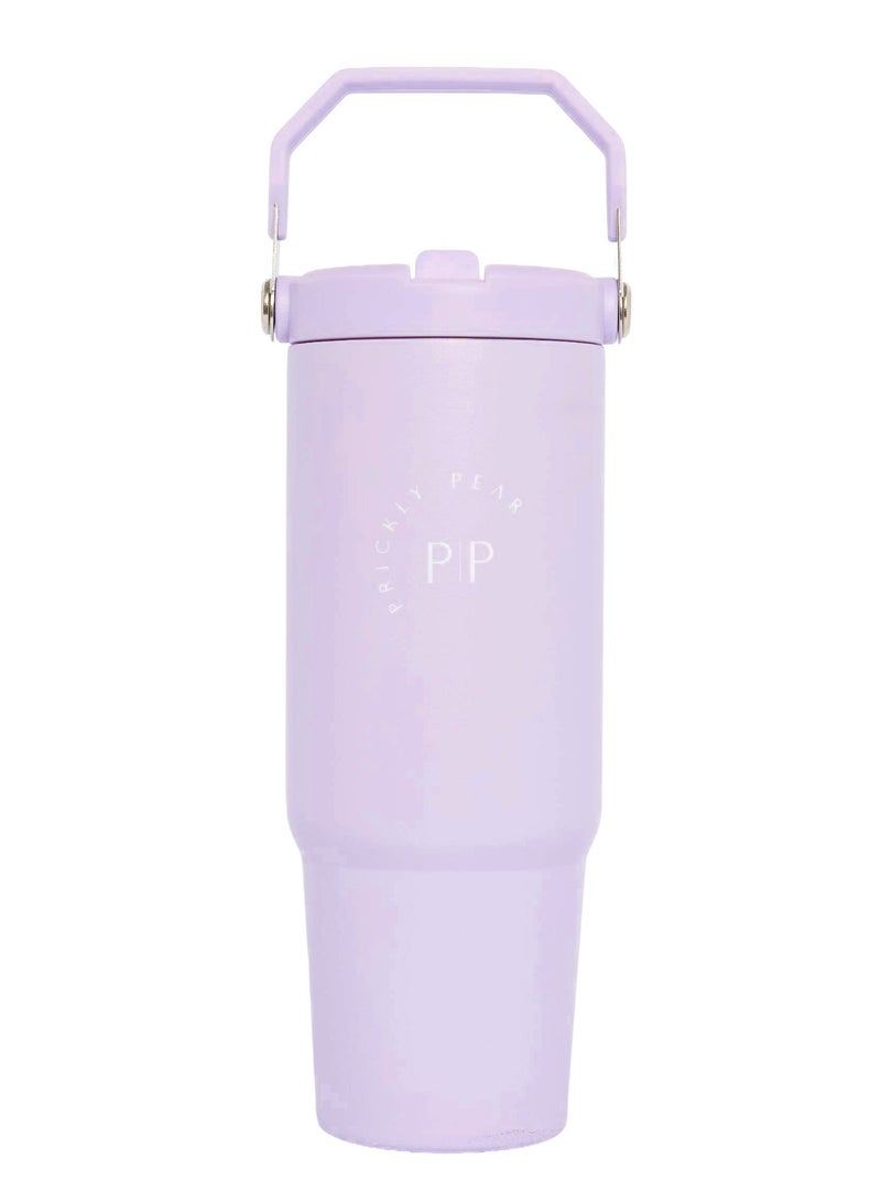 Prickly Pear Stainless Steel 30 Oz Hydrator Water Bottle 2.0 - Top Handle Lilac Logo - Image 2