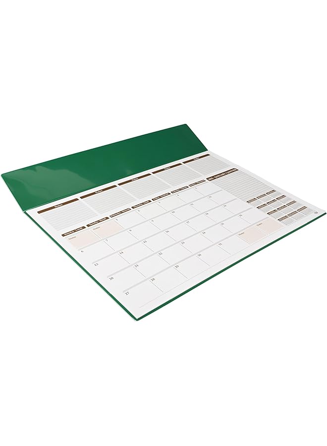 erorex 2025 Year Planner With Pvc Desk Blotter Materials 12 Sheets 1 Month Per Sheet Size 490X340Mm English French White Paper Green Color Fsdk2Ef25Gr - Image 2