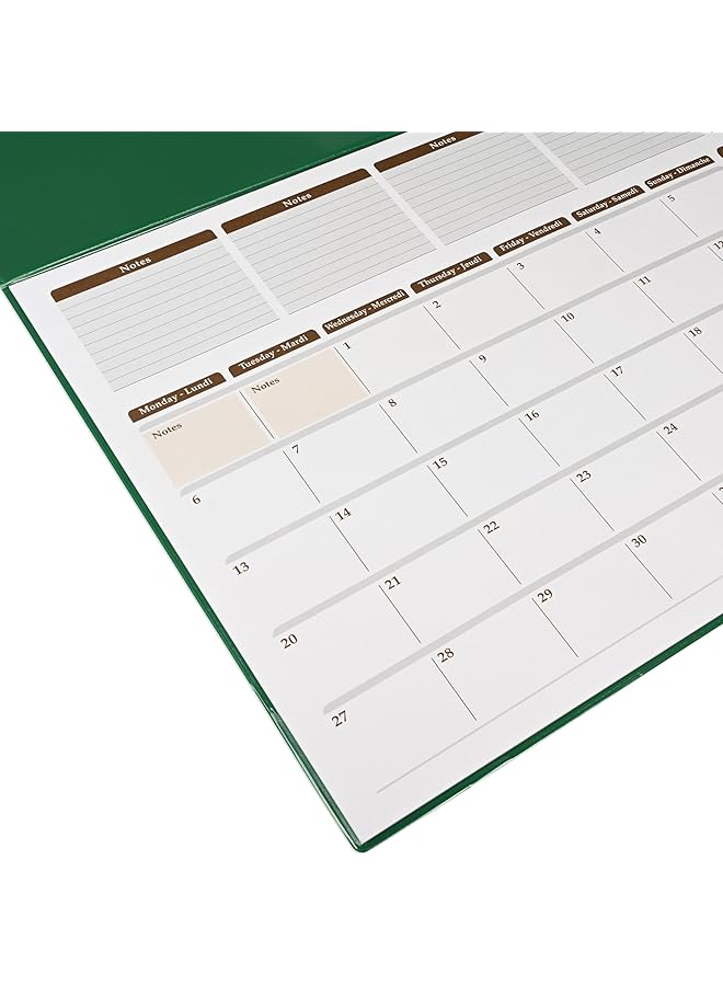 erorex 2025 Year Planner With Pvc Desk Blotter Materials 12 Sheets 1 Month Per Sheet Size 490X340Mm English French White Paper Green Color Fsdk2Ef25Gr - Image 3
